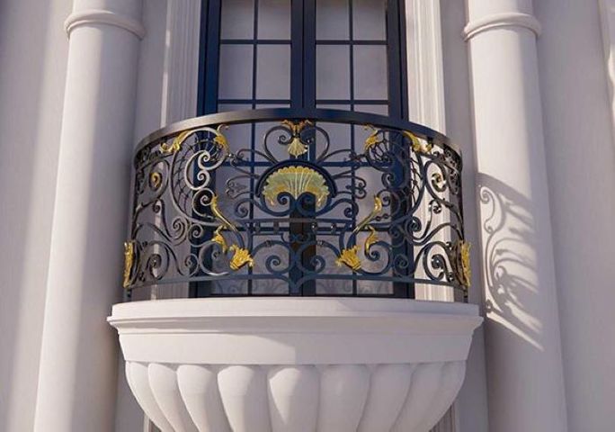 Ban công nghệ thuật bằng sắt kiểu dáng cầu kỳ, cao cấp