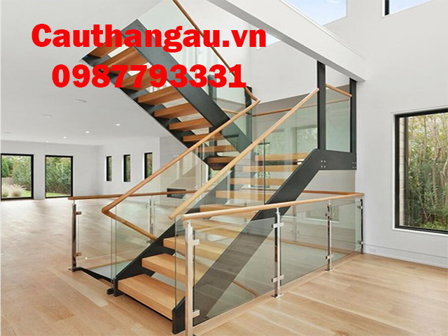 Cầu thang kính cường lực trang trọng mẫu CTA-TK35