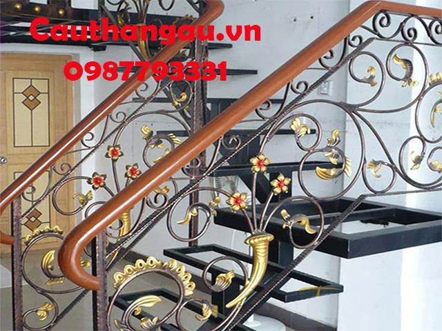  Cầu thang sắt mỹ thuật giá rẻ uy tín mẫu CTA-T64