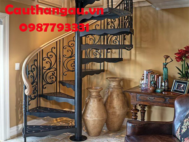 Cầu thang sắt mỹ thuật xoắn ốc bền đẹp mẫu CTA-T74