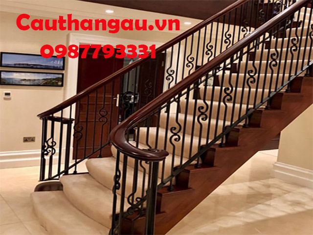 Cầu thang sắt mỹ thuật giá rẻ Hà Nội mẫu CTA-T24