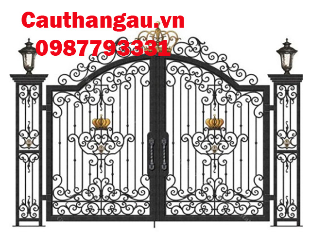 Cửa cổng sắt nghệ thuật kiểu cung đàn mẫu CTA-C54