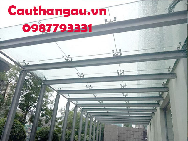 mái kính cường lực khung thép